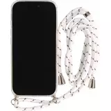 Hülle iPhone 17 Pro Max - Gummi transparent mit Seil - Weiss gefleckt
