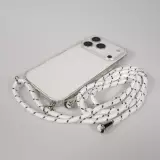 Hülle iPhone 17 Pro Max - Gummi transparent mit Seil - Weiss gefleckt