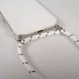 Hülle iPhone 17 Pro Max - Gummi transparent mit Seil - Weiss gefleckt