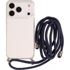 Hülle iPhone 17 Pro - Gummi transparent mit Seil blau