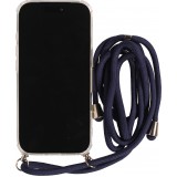 Hülle iPhone 17 Pro - Gummi transparent mit Seil blau