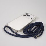 Hülle iPhone 17 Pro - Gummi transparent mit Seil blau