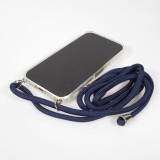 Hülle iPhone 17 Pro - Gummi transparent mit Seil blau