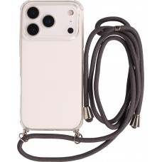 Hülle iPhone 17 Pro Max - Gummi transparent mit Seil - Grau