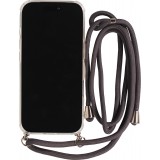 Hülle iPhone 17 Pro Max - Gummi transparent mit Seil - Grau