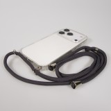 Hülle iPhone 17 Pro Max - Gummi transparent mit Seil - Grau