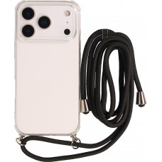 Hülle iPhone 17 Pro Max - Gummi transparent mit Seil - Schwarz