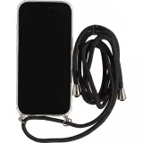 Hülle iPhone 17 Pro - Gummi transparent mit Seil - Schwarz