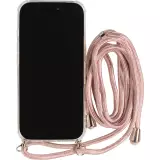 Hülle iPhone 17 Pro - Gummi transparent mit Seil rosa - Gold