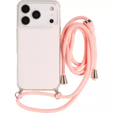 Hülle iPhone 17 Pro - Gummi transparent mit Seil - Rosa