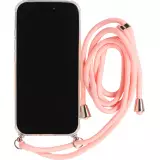 Hülle iPhone 17 Pro - Gummi transparent mit Seil - Rosa