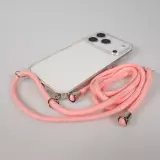Hülle iPhone 17 Pro - Gummi transparent mit Seil - Rosa