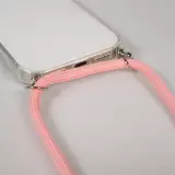 Hülle iPhone 17 Pro - Gummi transparent mit Seil - Rosa