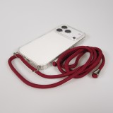 Hülle iPhone 17 Pro - Gummi transparent mit Seil - Rot