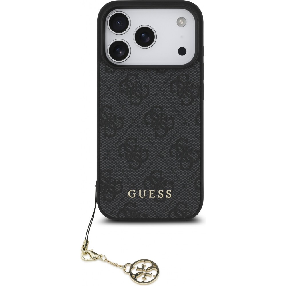 iPhone 17 Pro Case Hülle - Guess 4G Charm Elegante Schutz Raffiniertes Design Trendaccessoire - Grau