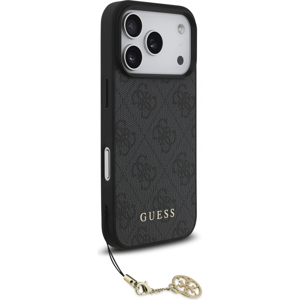 iPhone 17 Pro Case Hülle - Guess 4G Charm Elegante Schutz Raffiniertes Design Trendaccessoire - Grau
