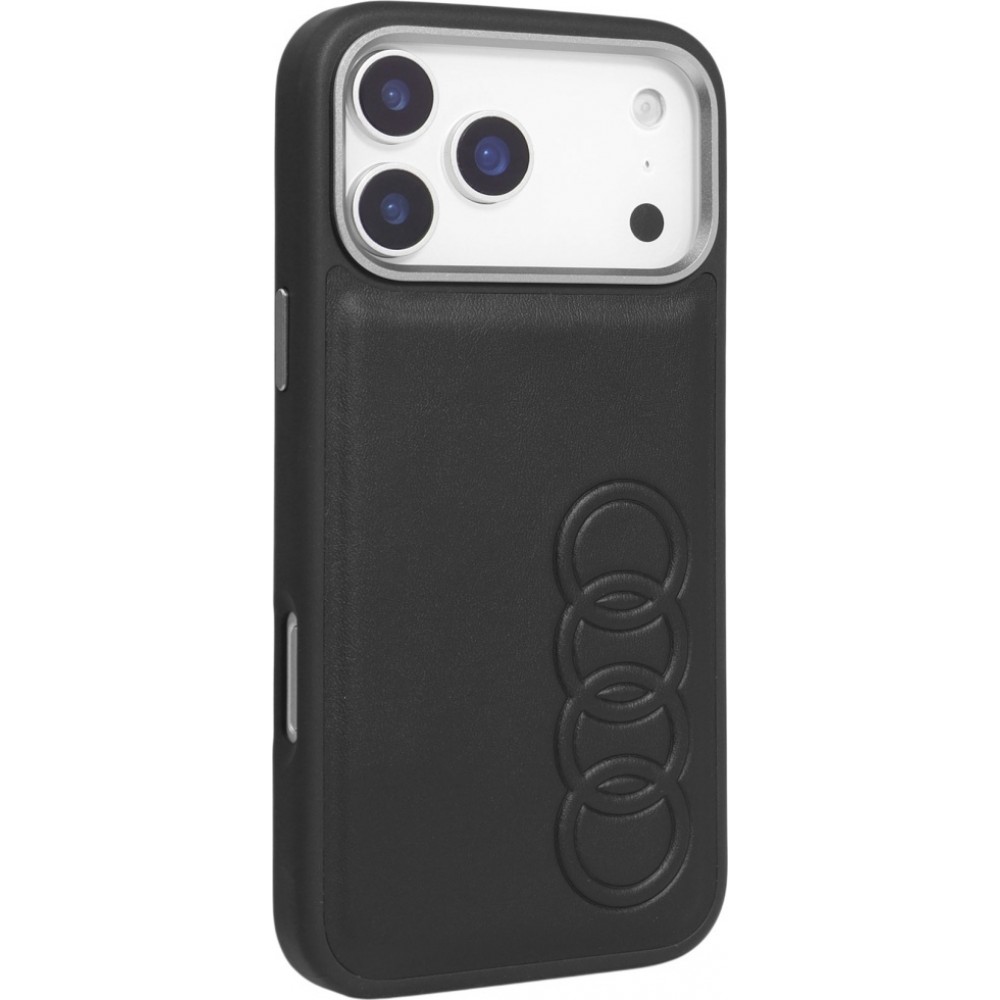 Coque iPhone 17 Pro Max - Audi TT MagSafe en cuir synthétique avec le logo en relief - Noir