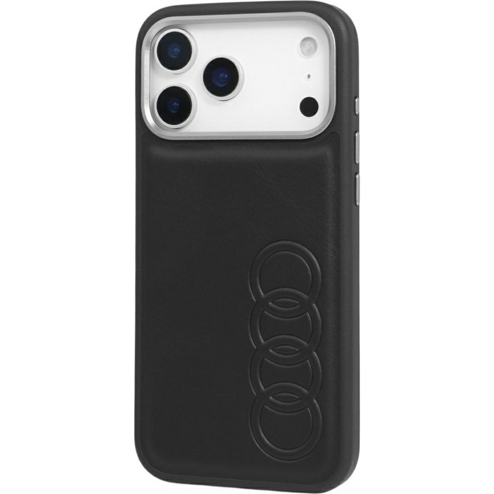 Coque iPhone 17 Pro Max - Audi TT MagSafe en cuir synthétique avec le logo en relief - Noir