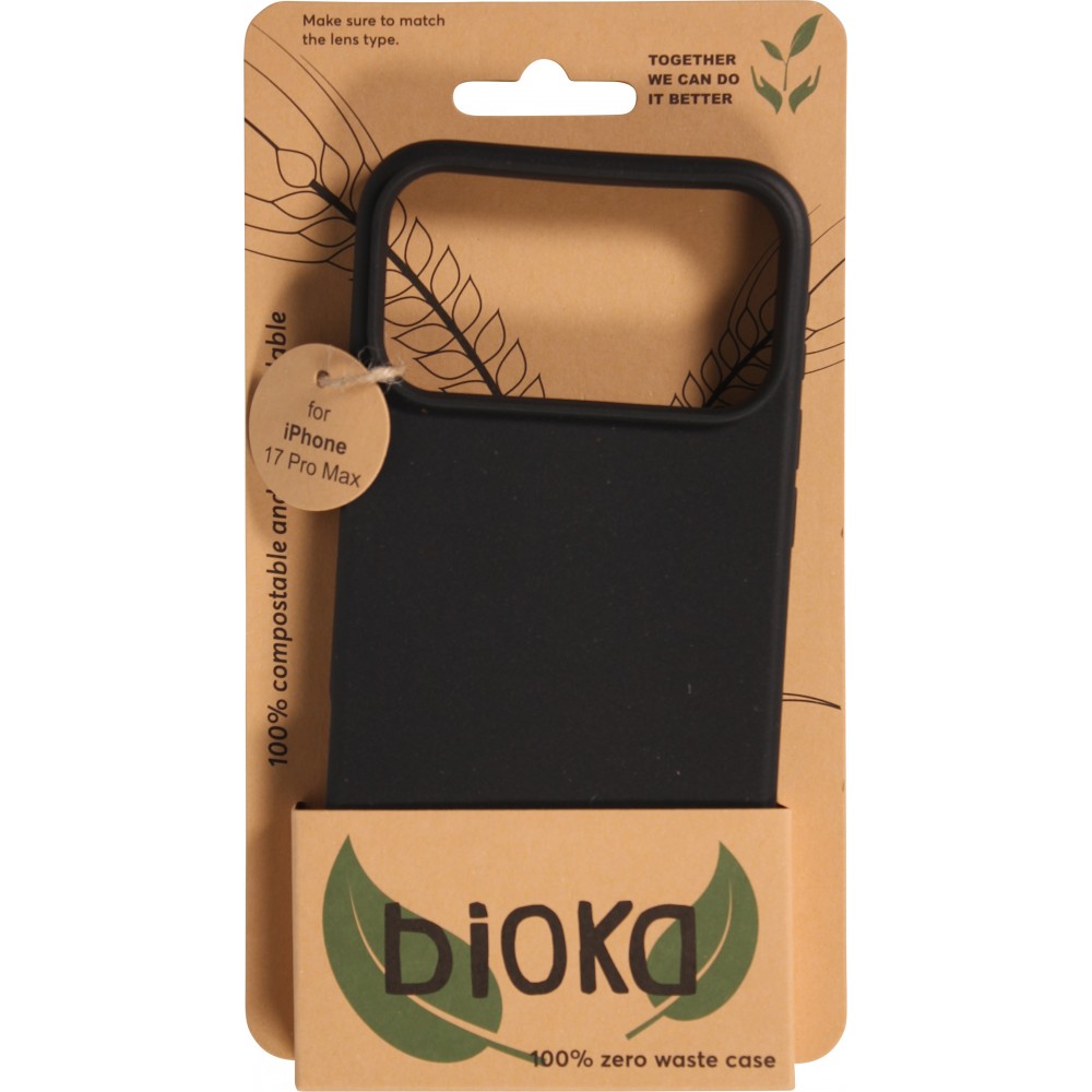 iPhone 17 Pro Max Case Hülle - Bioka Biologisch Abbaubar Eco-Friendly Kompostierbar - Schwarz
