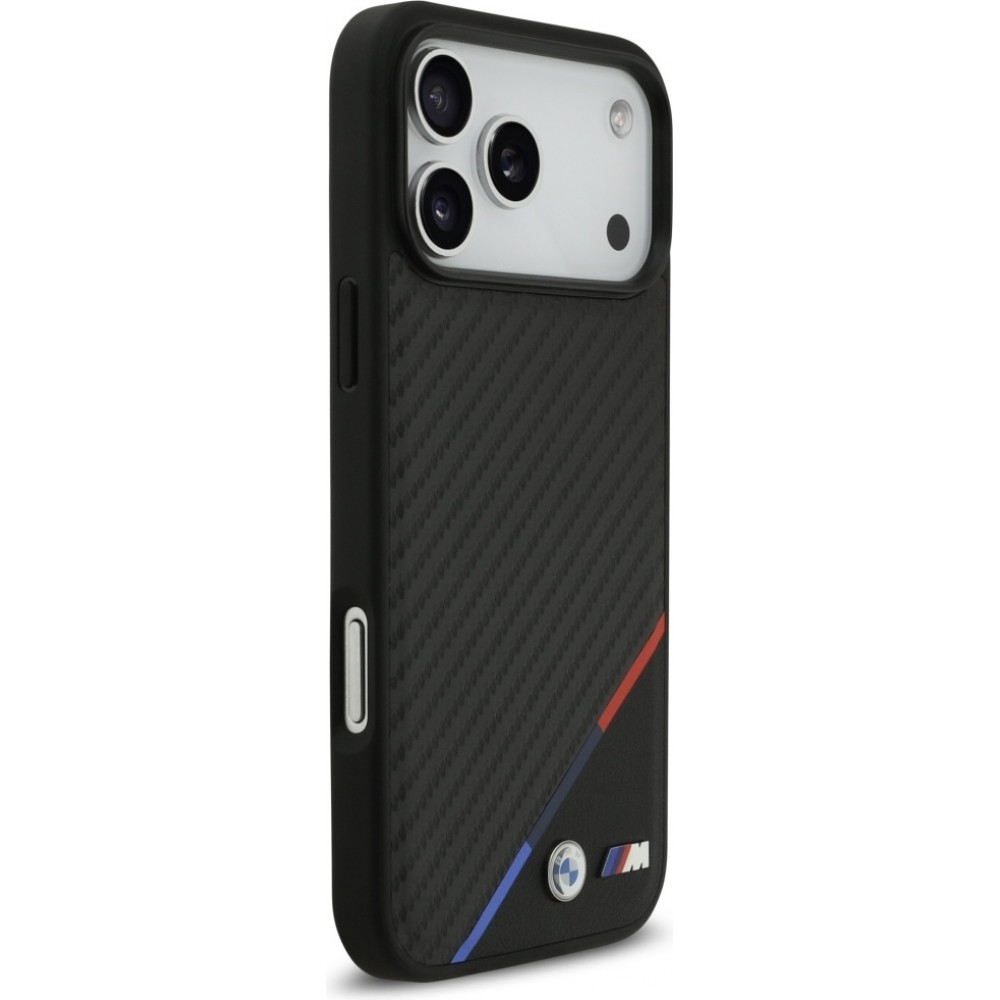 iPhone 17 Pro Max Case Hülle - BMW M Carbon Tricolor Line MagSafe kompatible Premium Schutz - Schwarz