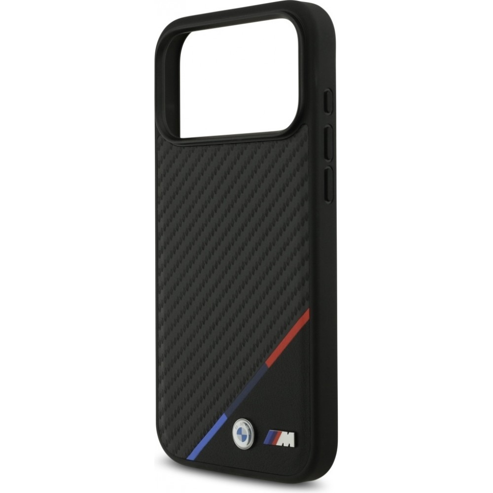 iPhone 17 Pro Max Case Hülle - BMW M Carbon Tricolor Line MagSafe kompatible Premium Schutz - Schwarz
