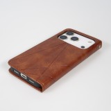 Hülle iPhone 17 Pro Max - Flip Geometrisch dunkel- Braun
