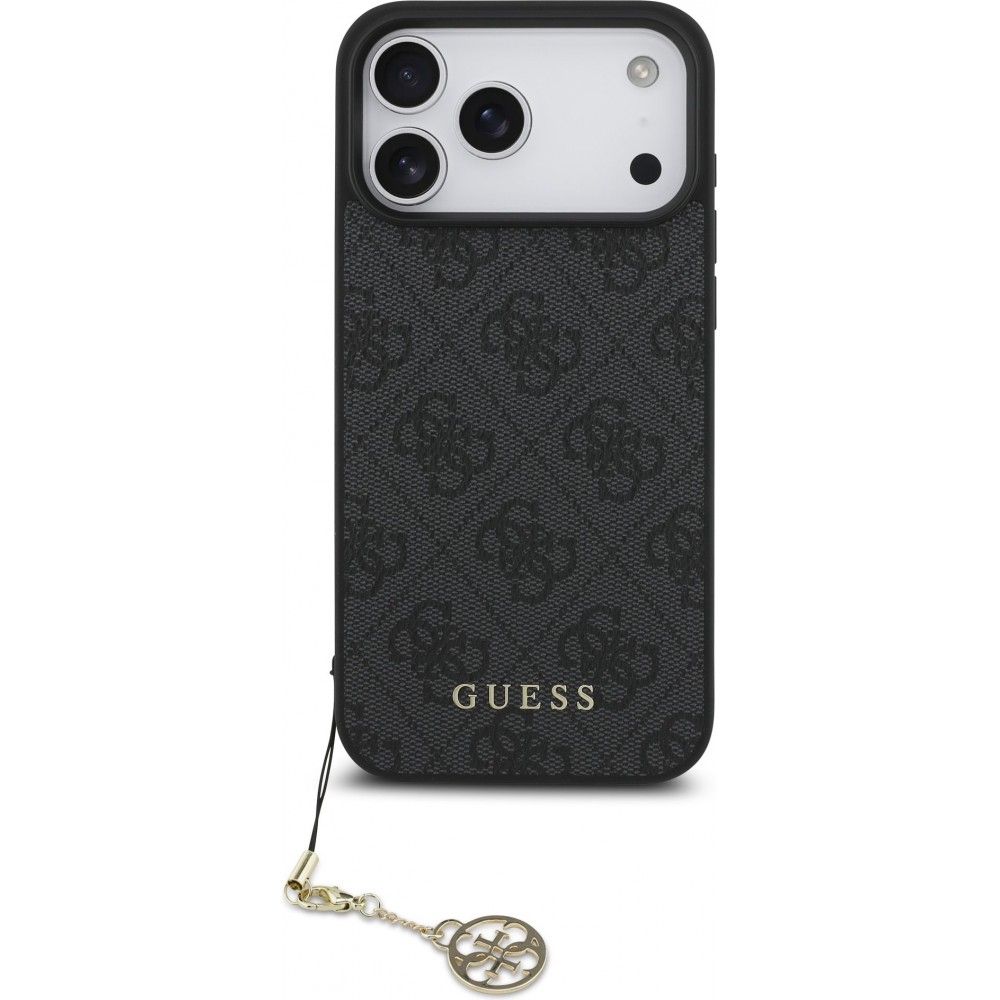 iPhone 17 Pro Max Case Hülle - Guess 4G Charm Elegante Schutz Raffiniertes Design Trendaccessoire - Grau