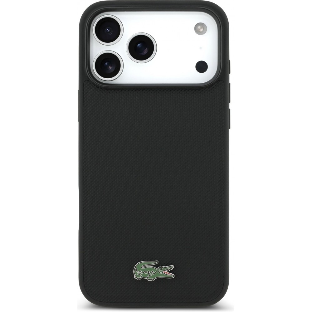 iPhone 17 Pro Max Case Hülle - Lacoste Iconic Petit Pique MagSafe mit Magnetportemonnaie - Schwarz