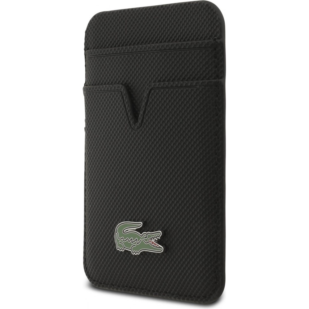 iPhone 17 Pro Max Case Hülle - Lacoste Iconic Petit Pique MagSafe mit Magnetportemonnaie - Schwarz