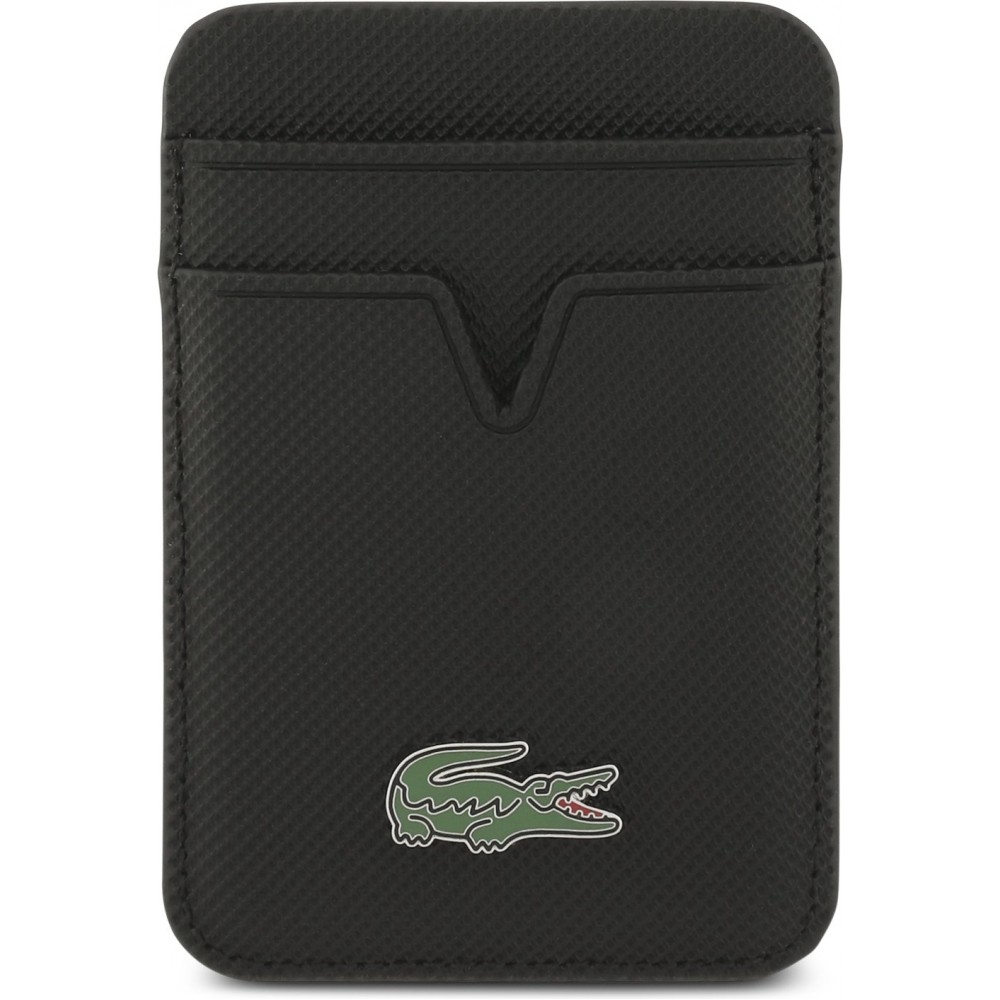 iPhone 17 Pro Max Case Hülle - Lacoste Iconic Petit Pique MagSafe mit Magnetportemonnaie - Schwarz