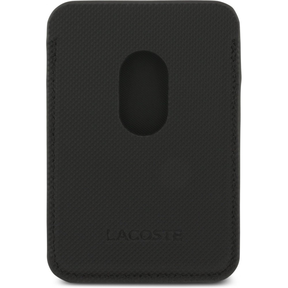 iPhone 17 Pro Max Case Hülle - Lacoste Iconic Petit Pique MagSafe mit Magnetportemonnaie - Schwarz