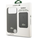 iPhone 17 Pro Max Case Hülle - Lacoste Iconic Petit Pique MagSafe mit Magnetportemonnaie - Schwarz