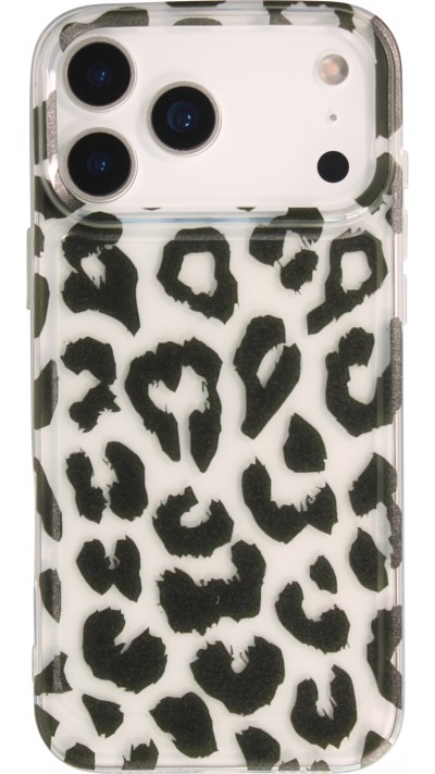 iPhone 17 Pro Max Case Hülle - Leopard Schwarz/Weiss Klare Silikon Schutzhülle - Schwarz