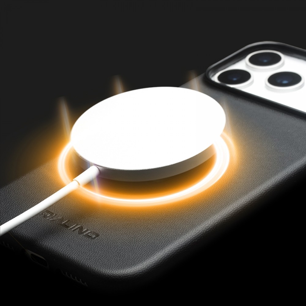 Hülle iPhone 17 Pro Max - Qialino Echtleder (MagSafe kompatibel) - Schwarz