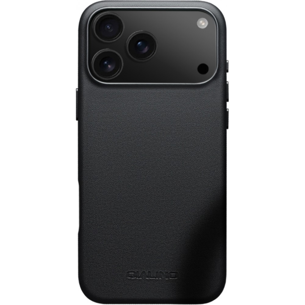 Coque iPhone 17 Pro Max - Qialino cuir véritable (compatible MagSafe) - Noir