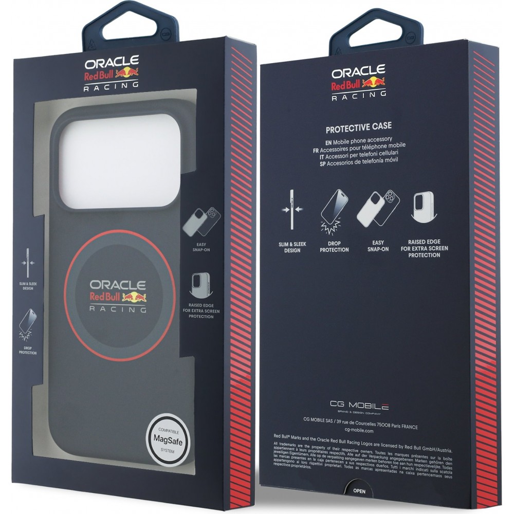 iPhone 17 Pro Case Hülle - Red Bull Racing MagSafe Silikonhülle mit rotem Ring - Blau