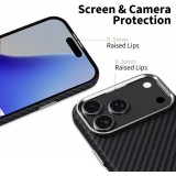 Coque iPhone 17 Pro - Tech-Protect Ion Carbon compatible avec MagSafe durable et l&eacute;g&egrave;re - Argent