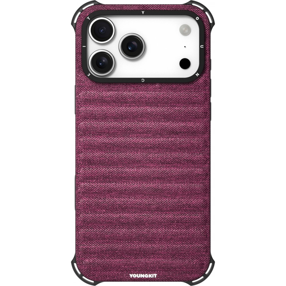 iPhone 17 Pro Max Case Hülle - Youngkit Canvas aus Stoff und mit silikonverstärkten Ecken, kompatibel mit MagSafe - Bordeaux