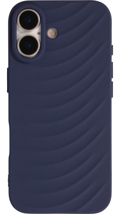 Coque iPhone 17 - Relief ondulé en silicone souple style original et minimaliste - Bleu
