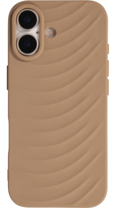 Coque iPhone 17 - Relief ondulé en silicone souple style original et minimaliste - Brun