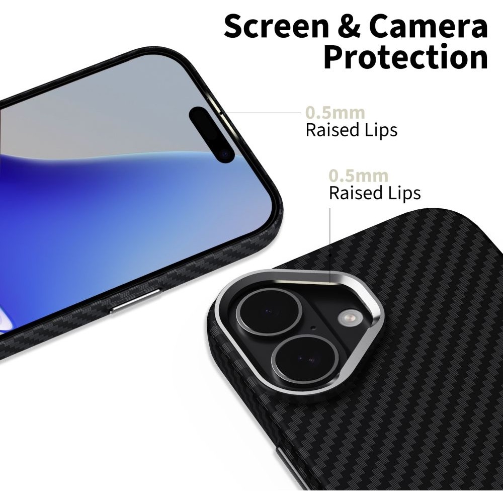 Coque iPhone 17 - Tech-Protect Ion Carbon compatible avec MagSafe durable et l&eacute;g&egrave;re - Argent