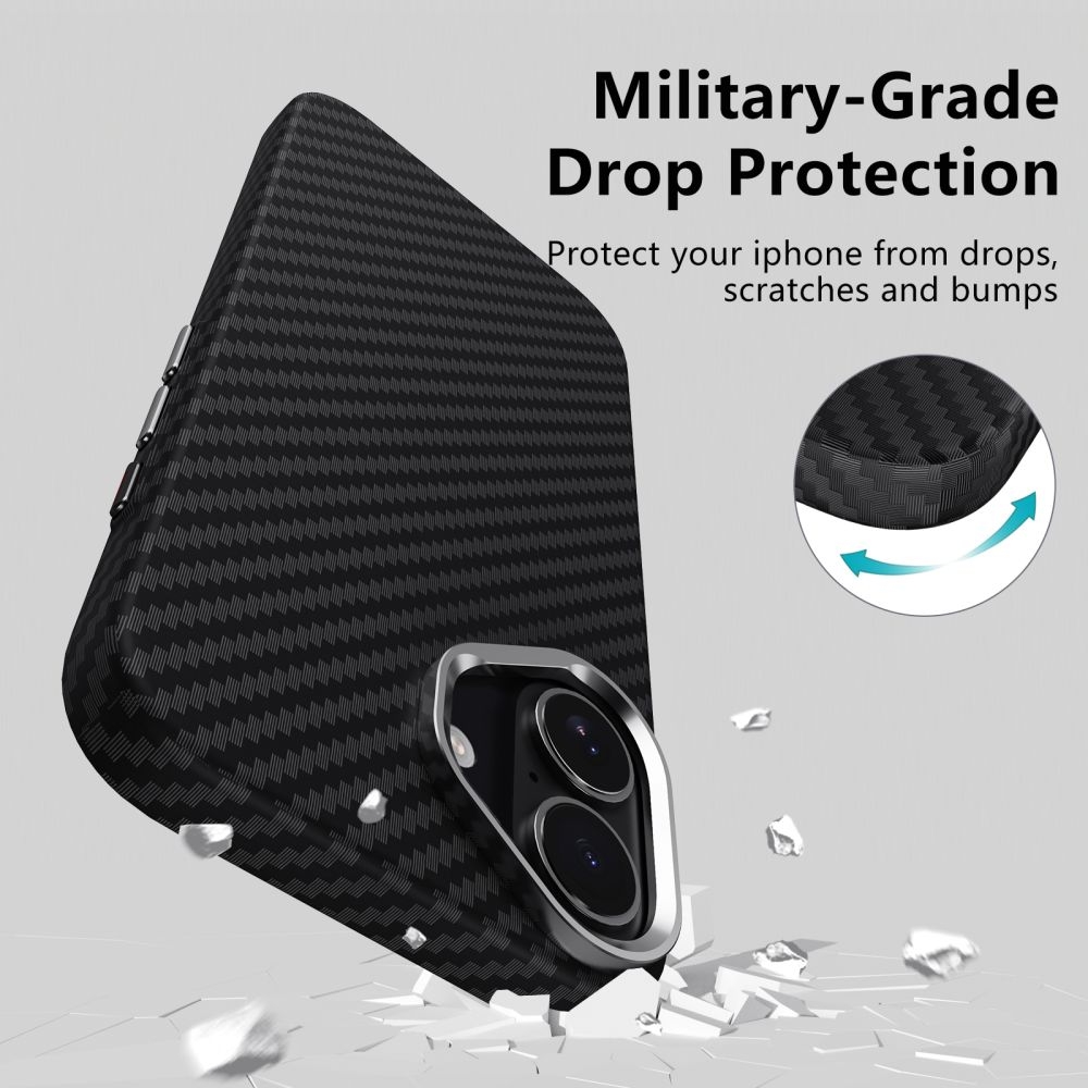 Coque iPhone 17 - Tech-Protect Ion Carbon compatible avec MagSafe durable et l&eacute;g&egrave;re - Argent