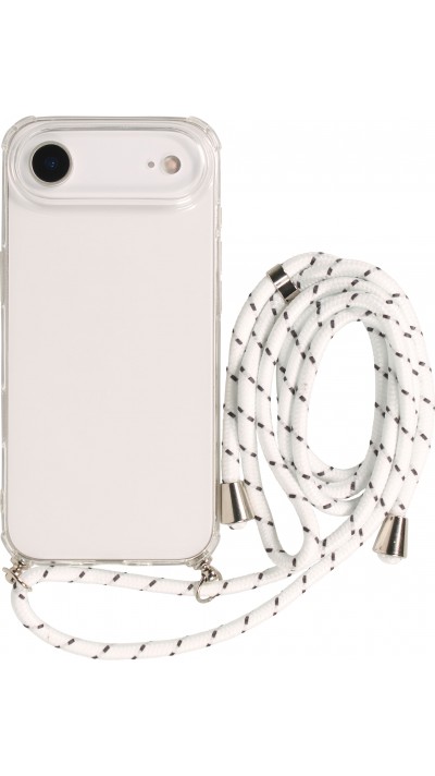 Hülle iPhone Air - Gummi transparent mit Seil - Weiss gefleckt