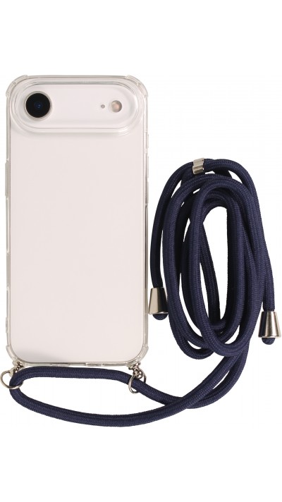 Hülle iPhone Air - Gummi transparent mit Seil blau