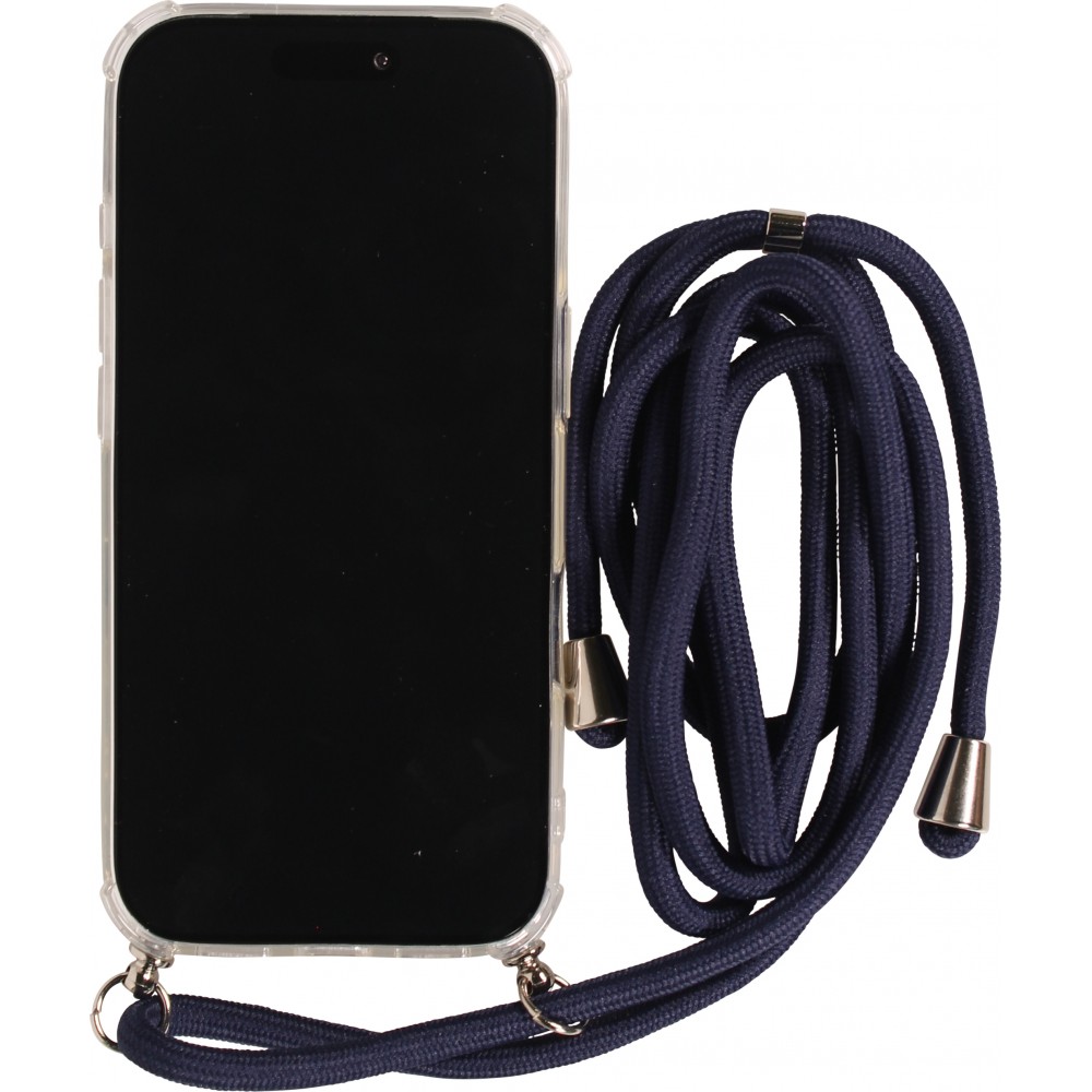 Hülle iPhone Air - Gummi transparent mit Seil blau