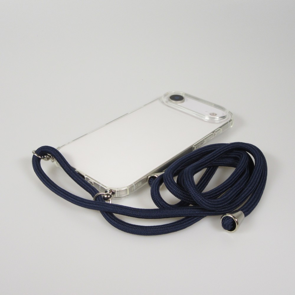 Hülle iPhone Air - Gummi transparent mit Seil blau