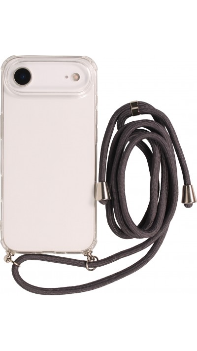 Hülle iPhone Air - Gummi transparent mit Seil - Grau