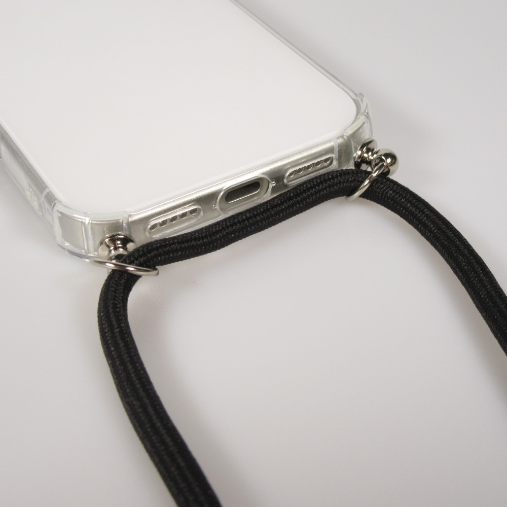 Hülle iPhone Air - Gummi transparent mit Seil - Schwarz