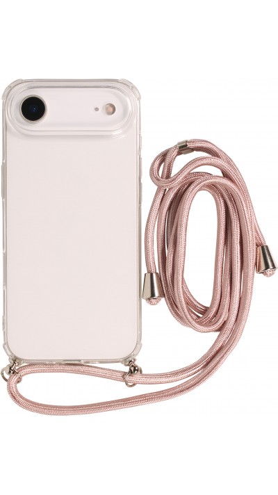 Hülle iPhone Air - Gummi transparent mit Seil rosa - Gold
