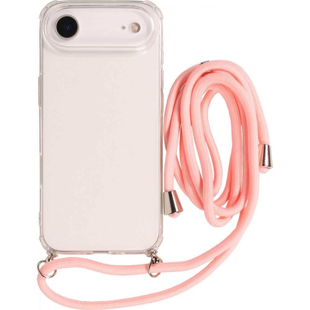 Hülle iPhone Air - Gummi transparent mit Seil - Rosa